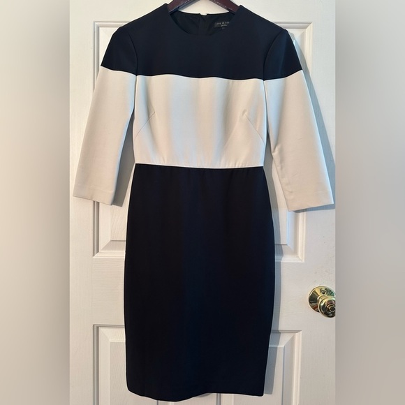 rag & bone Black White Carola Colorblock Dress Sz 0 Stretch Bodycon Exposed Zip - Picture 4 of 16